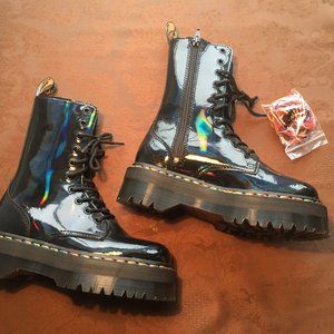 Dr. Martens Jadon Hi Patent Rainbow Platform Boots